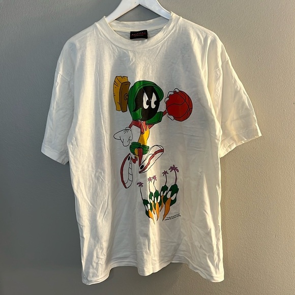 Vintage 1993 Marvin The Martian Basketball Tee Shirt Size Large